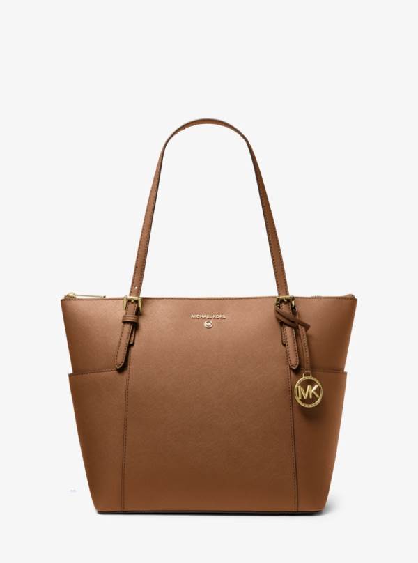 Damske Prenosná Taška Michael Kors Jet Set Large Saffiano Leather Top-Zip Hnede - Kabelky Michael Kors Sleva | VPBZI-5362